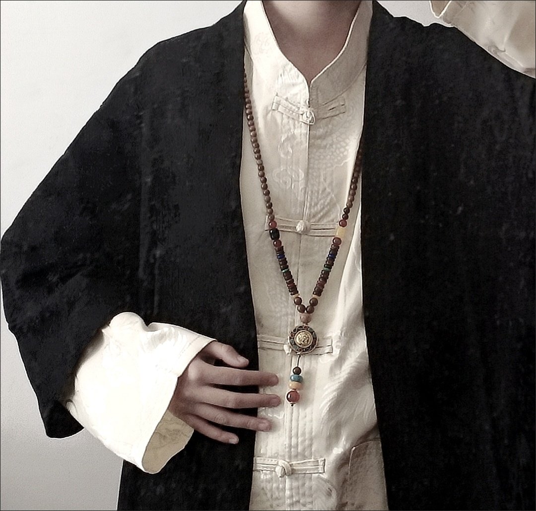 中国风春夏季时尚挂件男女脖子装饰长款佛珠项链吊坠毛衣链配饰品