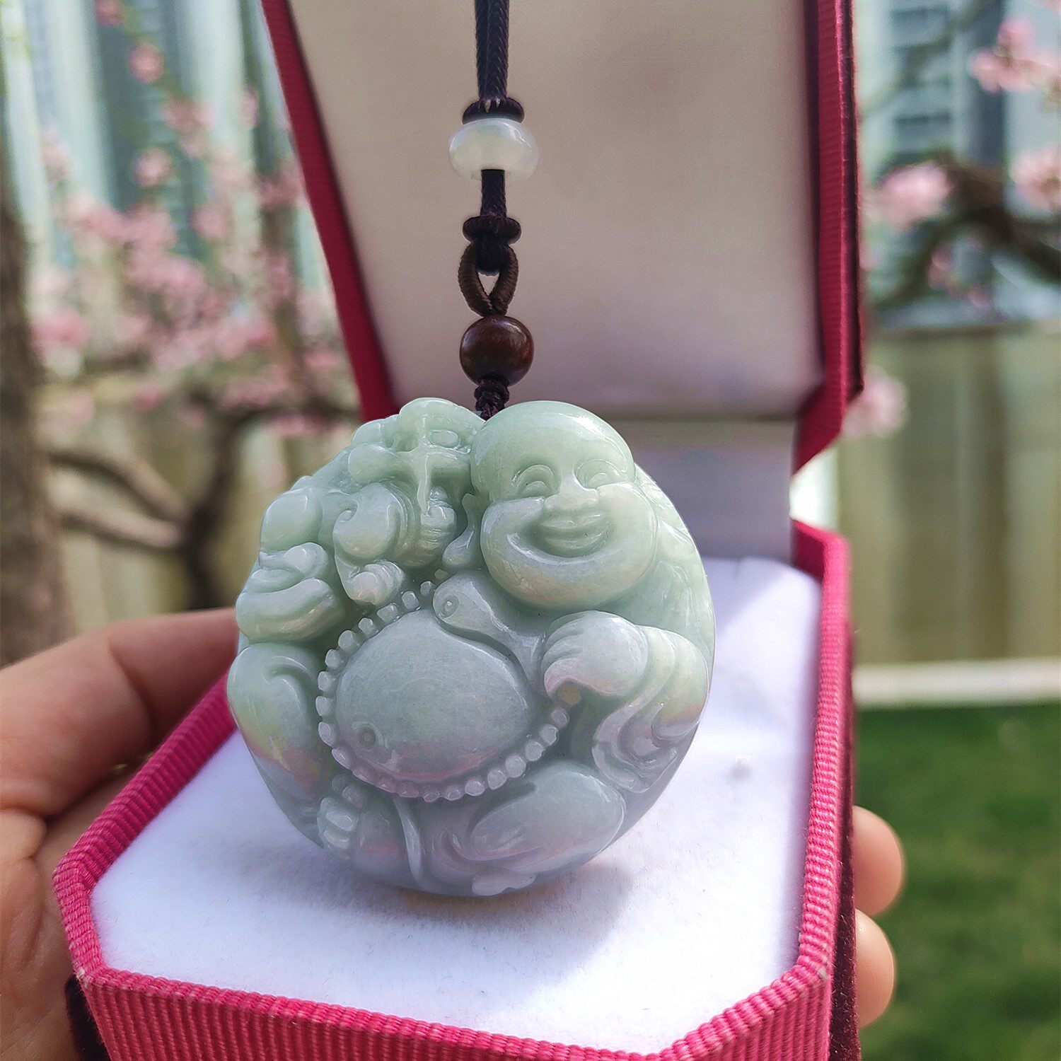 心玉行翡翠招财佛公貔貅项链