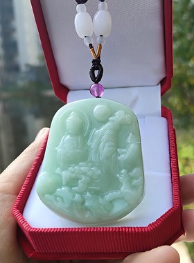 心玉行翡翠山水观音吊坠男女项链