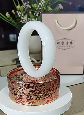 心玉行天然玉冰润水墨丹玉镯少女妈妈女友朋友平安玛瑙白手镯证书