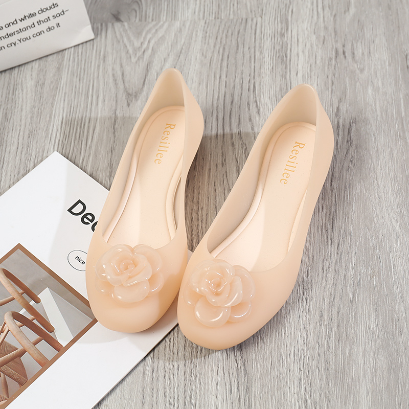 2024夏季新款塑胶鞋女花朵果冻鞋平底防水防滑凉鞋甜美沙滩鞋雨鞋