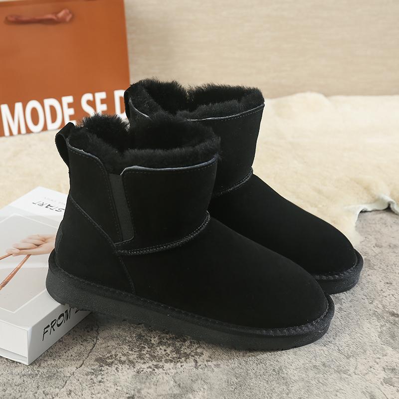 男真皮羊毛雪地靴皮毛一体棉靴子