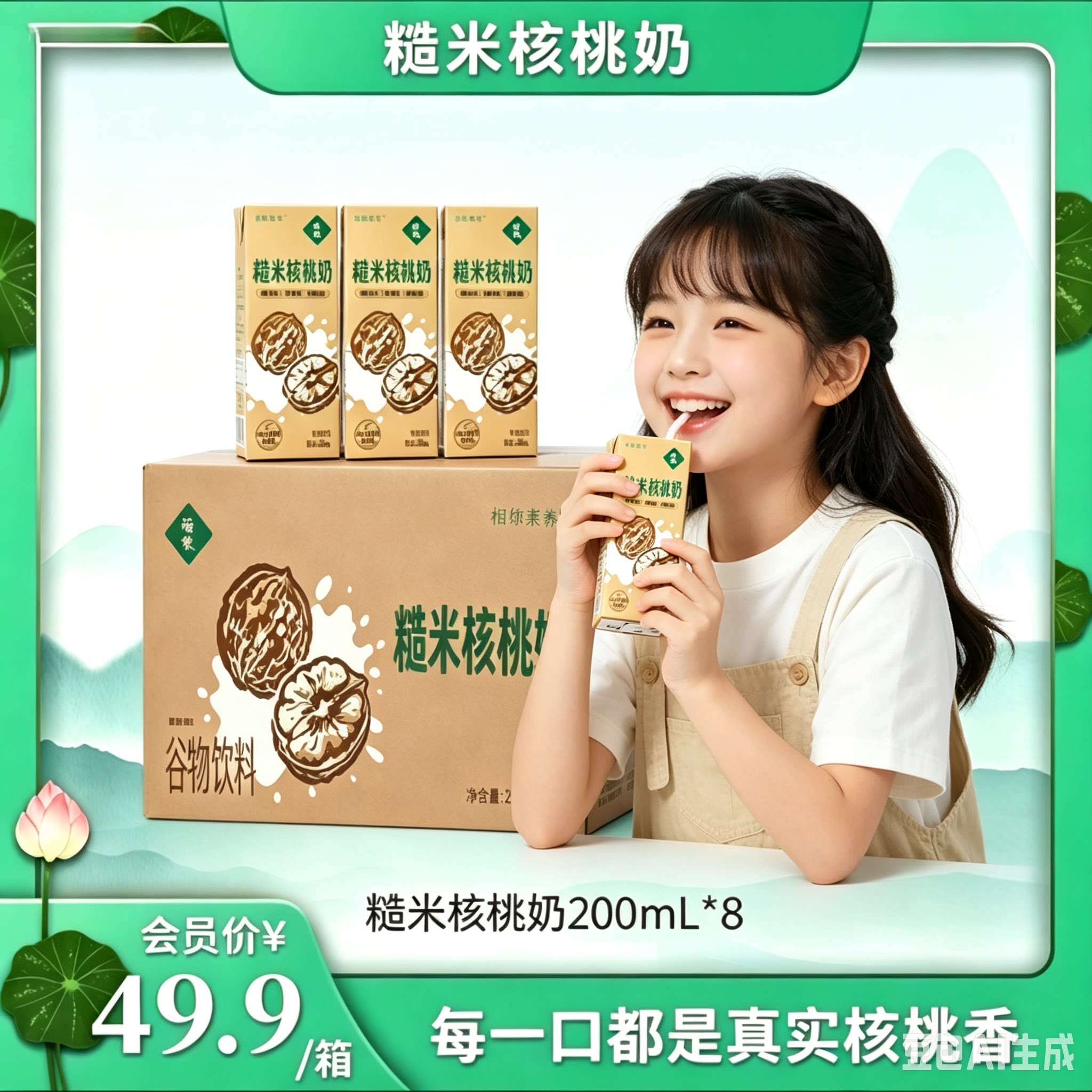 福娘素养糙米核桃奶植物蛋白饮料无乳糖代替牛奶佛家寺院纯素速食图片