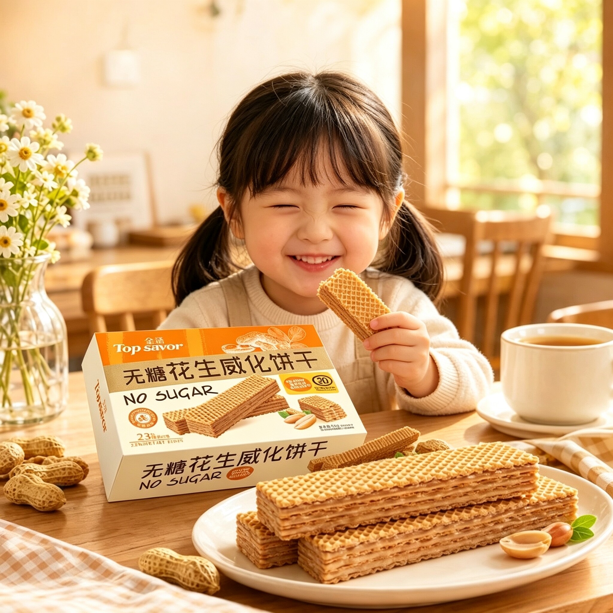 澳门金语无糖花生威化饼干健康零食代餐食品解馋休闲网红小吃