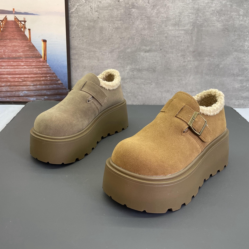 2024撤柜断码秋冬季新款松糕厚底增高加绒保暖女棉鞋勃肯鞋潮鞋子