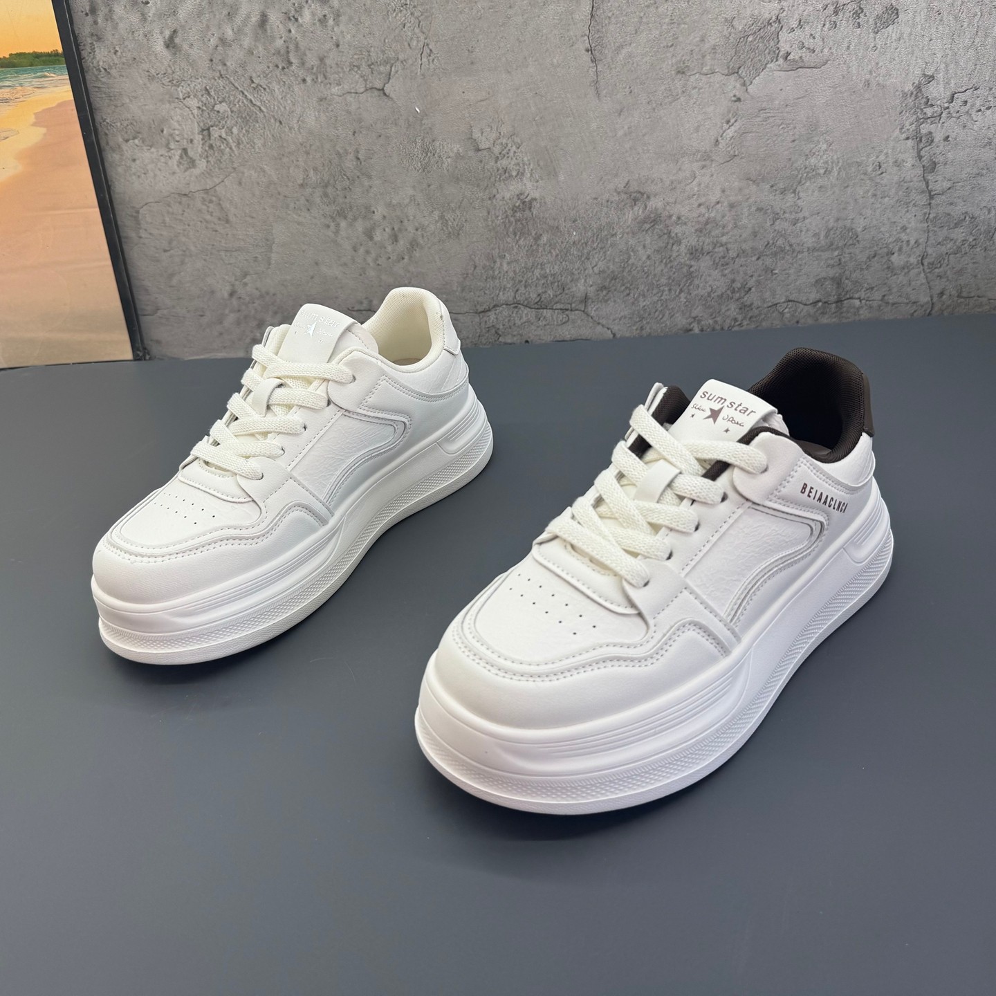 2026春季新款撤柜断码厚底韩版爆款小白鞋深口日常学院风板鞋女鞋,女鞋,休闲板鞋,淘宝优惠券,粉丝福利购,淘宝优惠卷