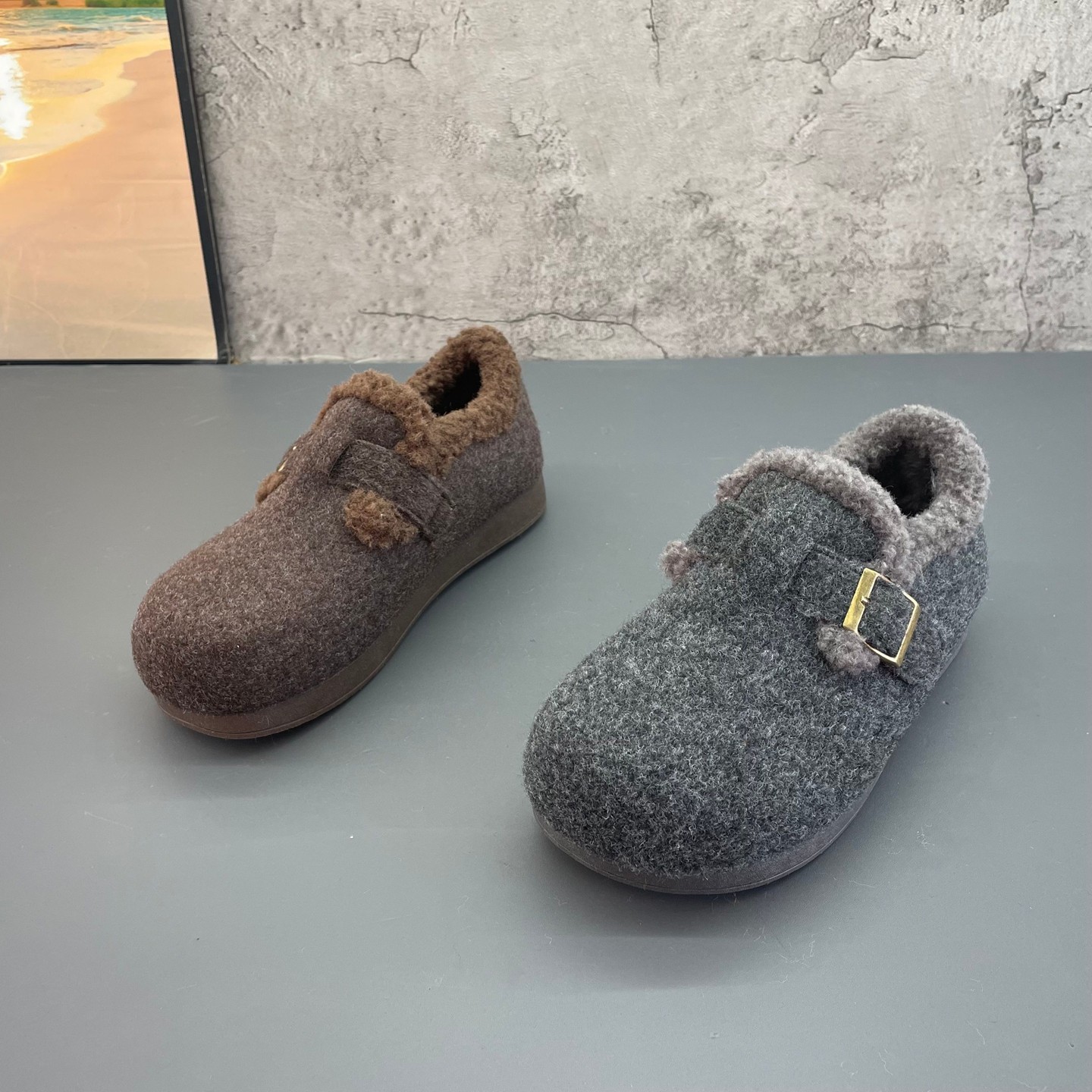 粗花呢小香风加绒勃肯鞋女2024新款冬季软底羊羔毛博肯棉鞋雪地靴,女鞋,深口单鞋,淘宝优惠券,粉丝福利购,淘宝优惠卷