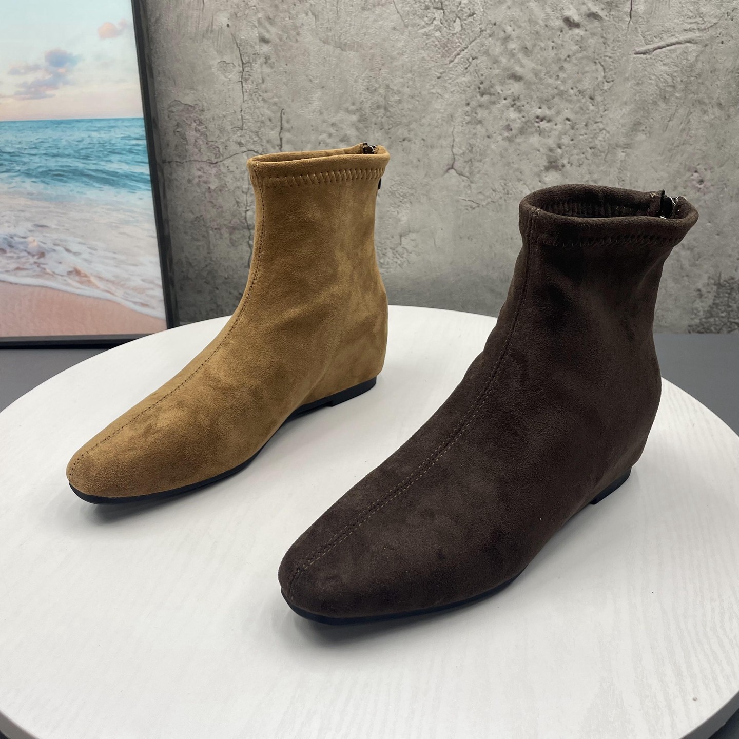 撤柜断码2025秋冬季新款绒里时尚内增高户外套筒瘦瘦靴时装女短靴,女鞋,弹力靴/袜靴,淘宝优惠券,粉丝福利购,淘宝优惠卷