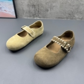 2026撤柜断码 内增高浅口女单鞋 春季 真皮女鞋 新款 复古丑萌勃肯鞋