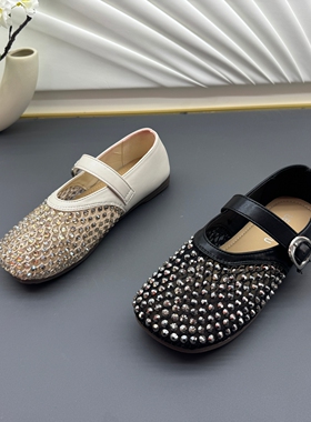 2026夏季水钻玛丽珍鞋女低跟圆头浅口一字扣带软底舒适百搭女单鞋