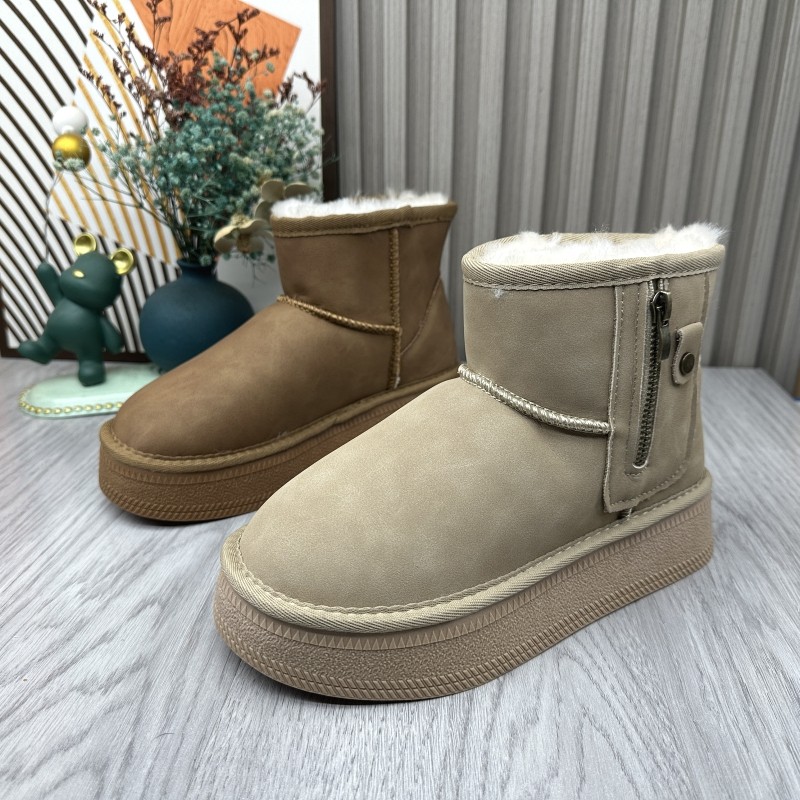 2025新款撤柜断码处理冬季真皮厚底侧拉链羊毛保暖户外雪地靴棉靴,女鞋,时尚雪地靴,淘宝优惠券,粉丝福利购,淘宝优惠卷