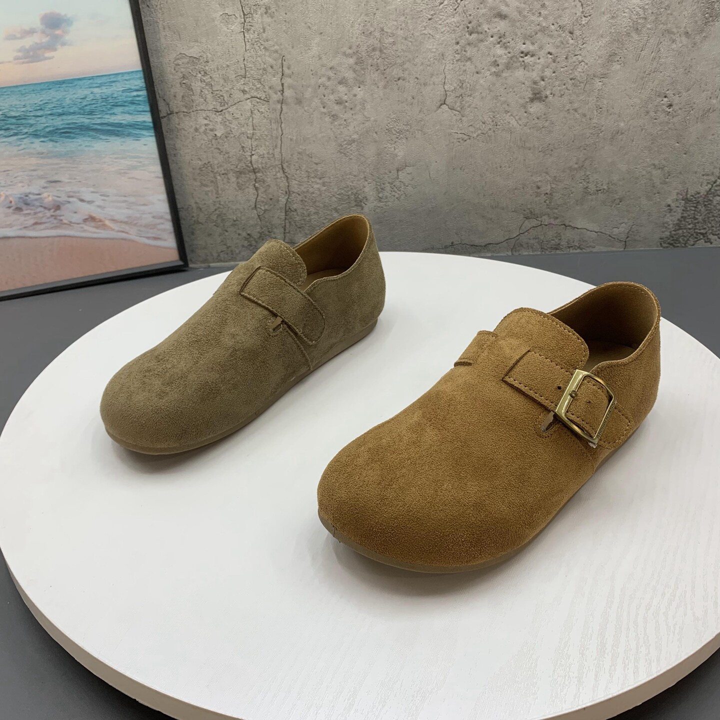 厚底复古全包勃肯鞋女2025秋季新款一脚蹬博肯单鞋休闲豆豆乐福鞋