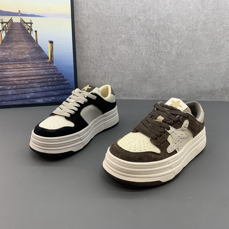 高品质牛反绒磨砂皮厚底板鞋女撤柜断码真皮星星舒适休闲运动鞋女,女鞋,休闲板鞋,淘宝优惠券,粉丝福利购,淘宝优惠卷