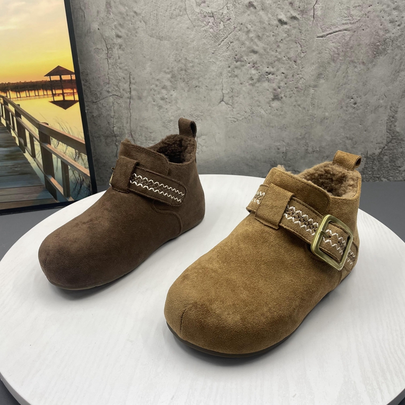 2025撤柜断码秋冬季新款女鞋圆头套脚加绒保暖内增高勃肯鞋棉鞋