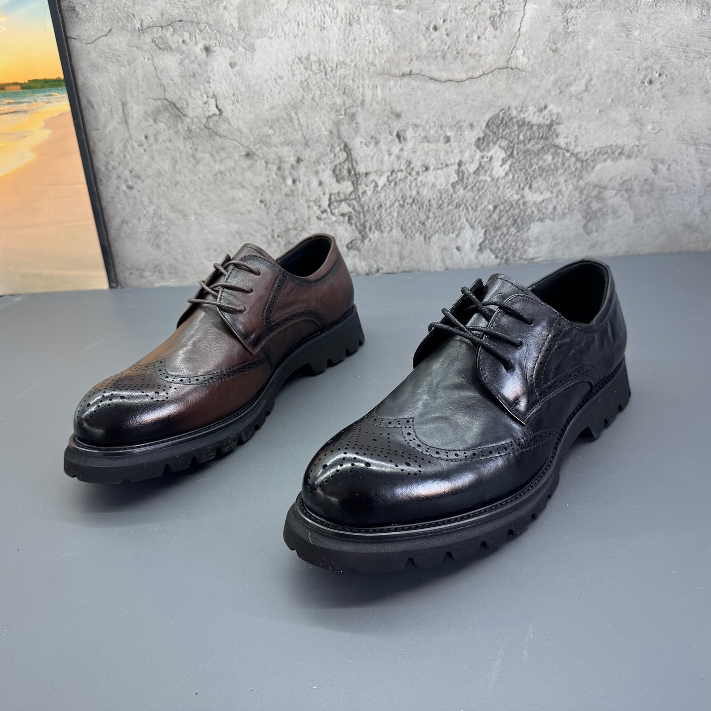 2026春季新款撤柜断码真皮头层牛皮深口英伦布洛克正装男士皮鞋,流行男鞋,正装皮鞋,淘宝优惠券,粉丝福利购,淘宝优惠卷