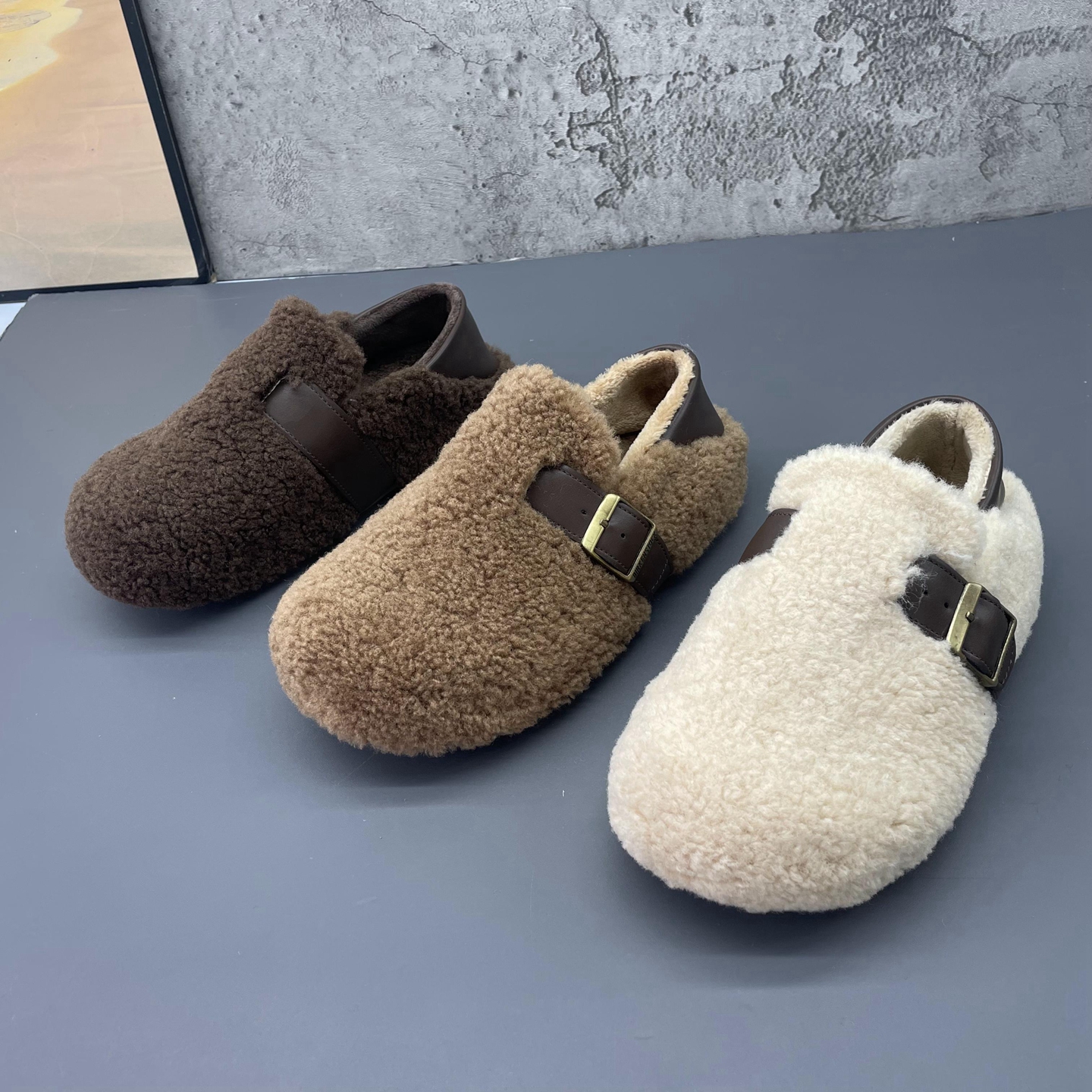 厚底羊羔毛毛毛鞋女冬加绒保暖棉鞋2025新软底一脚蹬雪地靴豆豆鞋