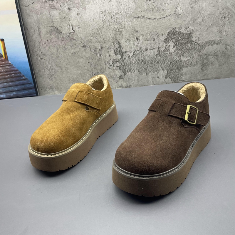 复古加绒保暖女棉鞋2025撤柜断码秋冬季新款真皮女鞋深口勃肯鞋