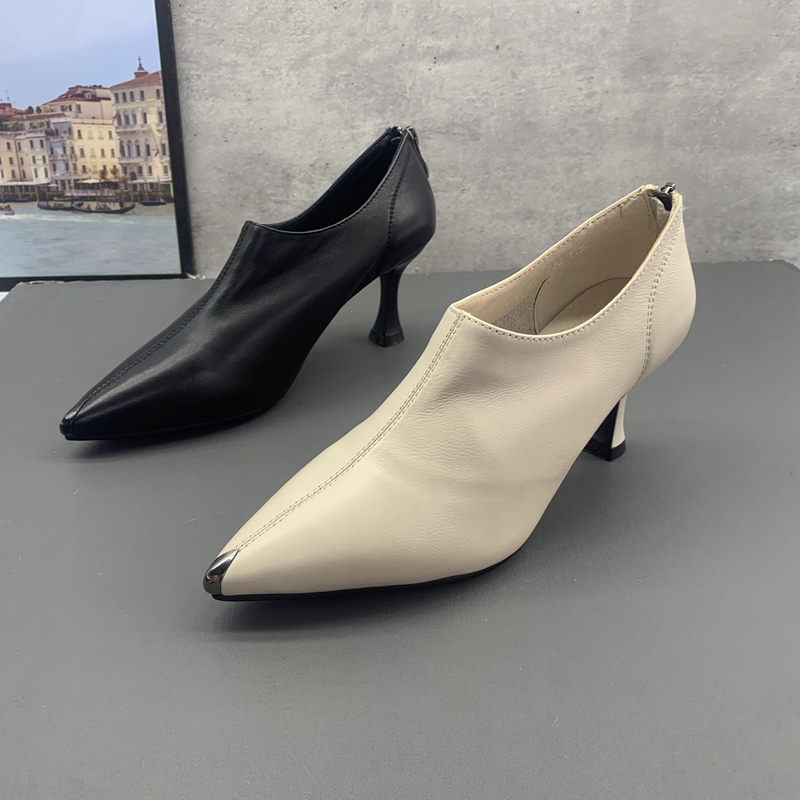 秋季后拉链深口高跟单鞋撤柜断码