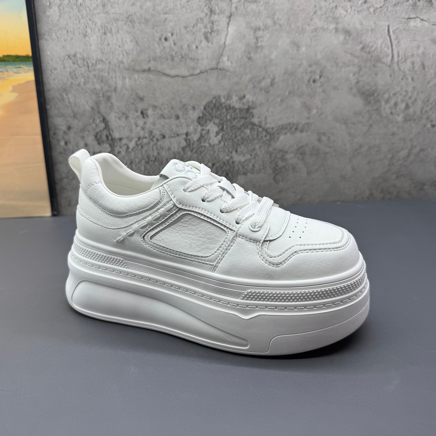 时尚厚底增高小白鞋2026春季新款撤柜断码真皮韩版深口板鞋女鞋,女鞋,休闲板鞋,淘宝优惠券,粉丝福利购,淘宝优惠卷