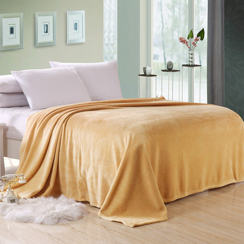 珊瑚绒毛毯空调毯加厚法兰绒盖毯子双人加绒床单学生单人纯色冬季