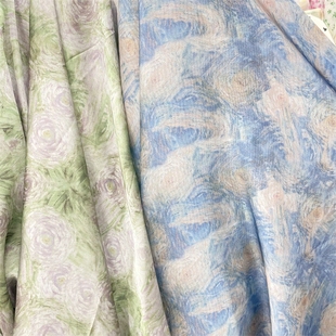 星空花柔美缎服装布料做马面裙旗袍连衣裙衬衫衣服手工头饰品面料