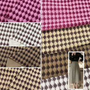 新款格子服装坑条面料做背带裤女裙子连衣裙袄鞋亲子童装条绒布料