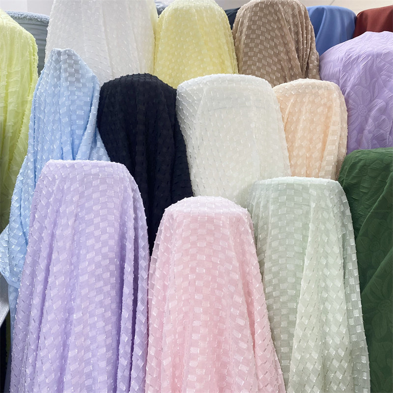 半透格子提花雪纺布料做古风汉服夏女装连衣裙防晒衫发圈飘逸面料