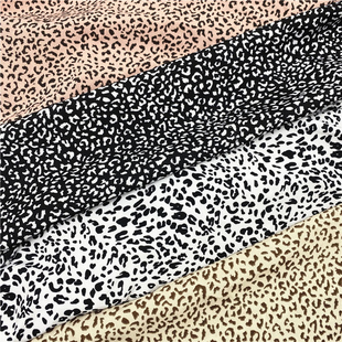 豹纹印花单层不透布料可做发圈服装连衣裙衬衫防蚊裤印染化纤面料