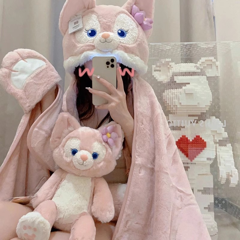 迪士尼披肩毯子玲娜贝儿雪莉玫毛毯斗篷冬季星黛露午睡披风飞机毯