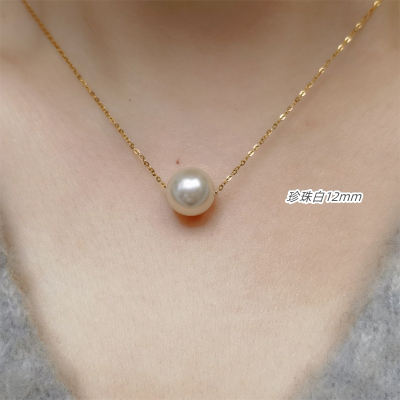 温柔奶油白奥地利珍珠项链路路通裸珠白金色万能延长链可调节项链