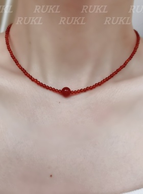 超显气色S925纯银红玛瑙项链