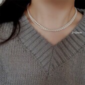 新品 RUK施家奥地利进口水晶正圆强光搞亮珍珠项链小众fever锁骨链