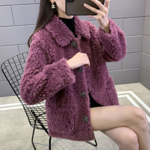 2501新款皮草外套女中长款羊毛大衣皮毛一体秋冬季加厚保暖外套