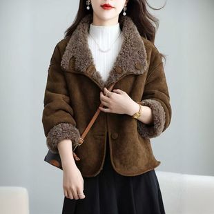 保暖 羊毛皮毛一体上衣两面反穿洋气冬季 2502新款 皮草外套女短款