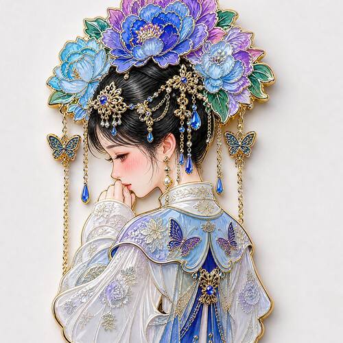 古风仙女簪花金属冰箱贴送朋友礼