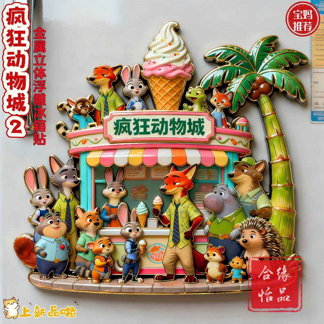 疯狂动物城冰箱贴金属浮雕立体磁贴动漫周边装饰品送朋友纪念品,节庆用品/礼品,文化创意冰箱贴,淘宝优惠券,粉丝福利购,淘宝优惠卷