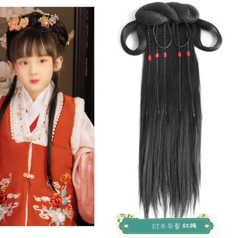 古装假发儿童古风汉服cos造型发髻女童古代发型牛角发包盘发辫子