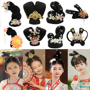 儿童汉服假发古典舞敦煌舞汉唐舞头饰汉唐古风简约假发飞天造型