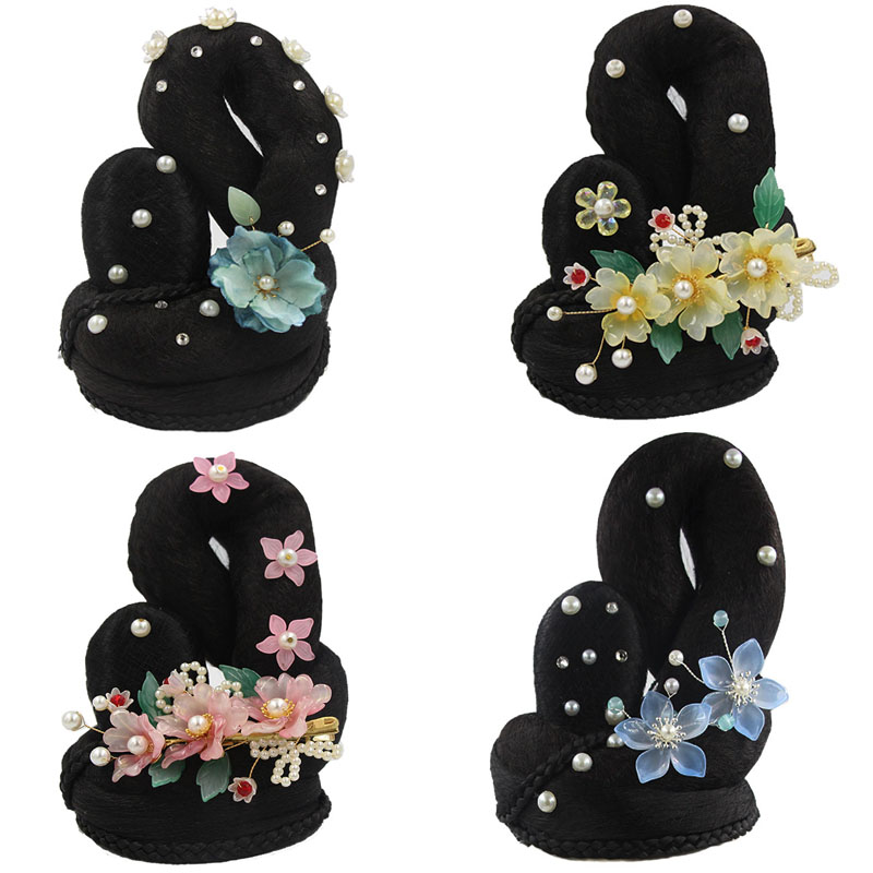 古装成人儿童古典舞民族舞汉服头饰假发髻丽人行舞蹈发饰飞天演出