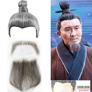 古风男士整顶假发套古装中老年老夫子神仙道士花白假发短头套