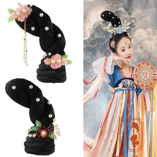 儿童敦煌飞天舞蹈假发表演头饰琵琶舞演出发髻异域风古装造型发包