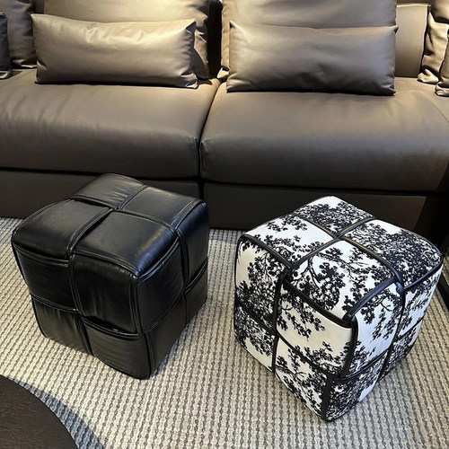 复古换鞋凳入户凳子坐墩沙发脚踏脚凳现代简约矮凳魔方凳中古凳子