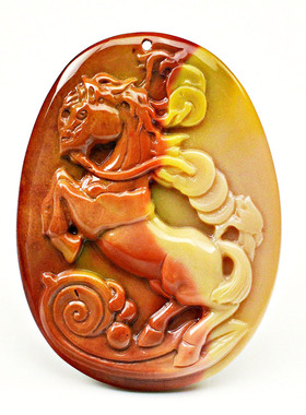 阿拉善玉玛瑙吊坠十二生肖旺财马