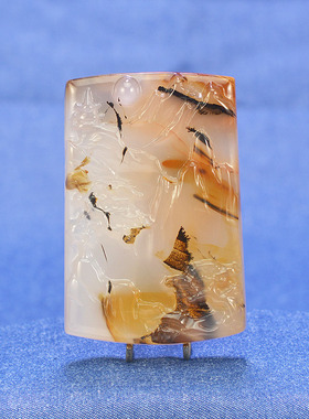 海洋玉髓水草玛瑙吊坠山水牌挂件