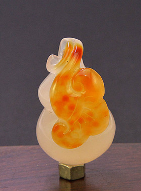 天然玛瑙俏色雕吉祥如意招财葫芦挂坠男女吊坠迷你手把钥匙扣挂饰