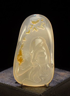 天然玛瑙日金斗金吊坠浮雕冰透玉