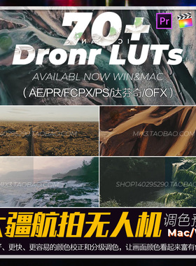 DLog大疆无人机航拍视频调色LUTs预设24+50组AE/PR/FCPX/win/mac