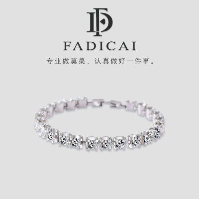 梵蒂彩莫桑石S925镀金网球手链