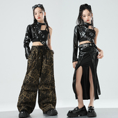 女童爵士舞街舞演出服少儿露脐jzaa潮装 模特走秀hiphop炸街练功服
