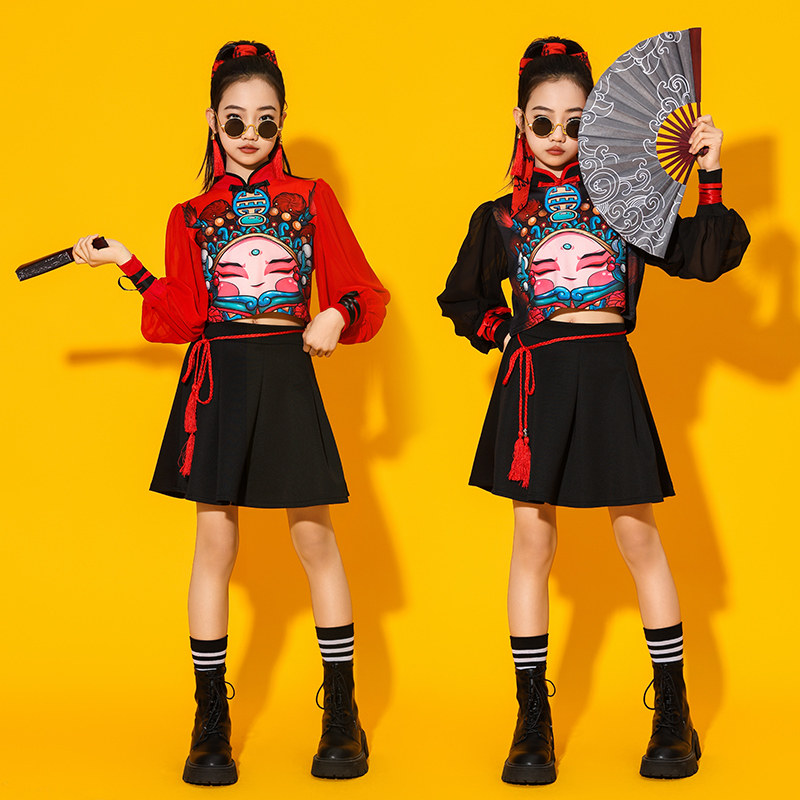 六一儿童中国风演出服男女童国潮古典舞蹈服新中式脸谱啦啦队服装